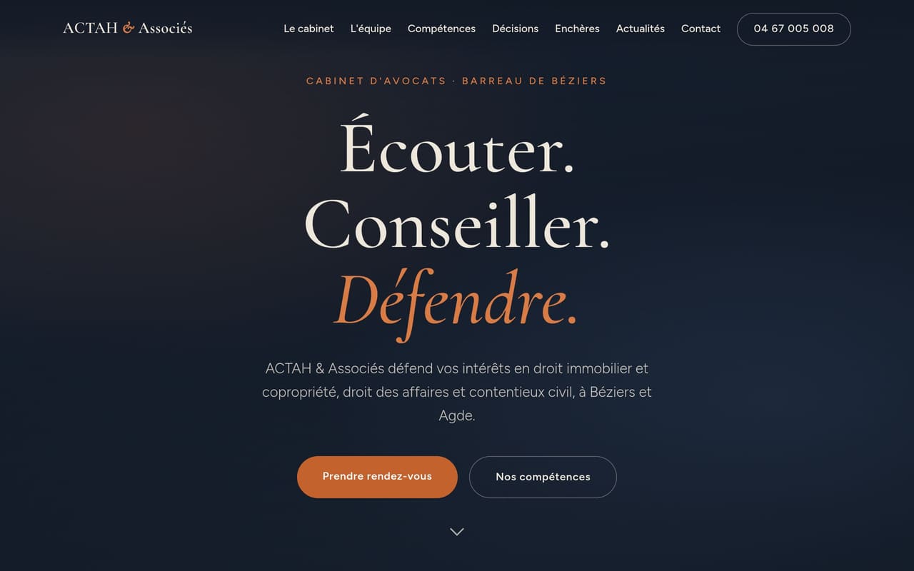 Aperçu du site Actah & Associés